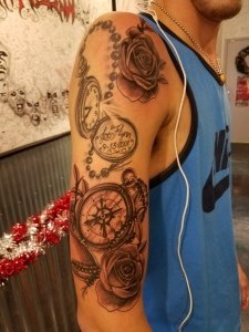 Compass and Pocketwatch with Roses